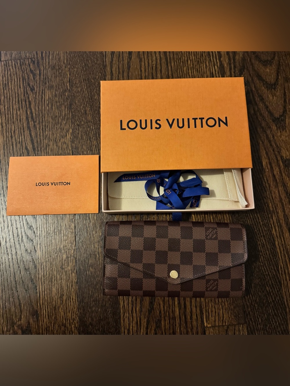 Louis Vuitton EMPTY Gift Box Wallet Size w/ Dust Bag Ribbon & Envelope